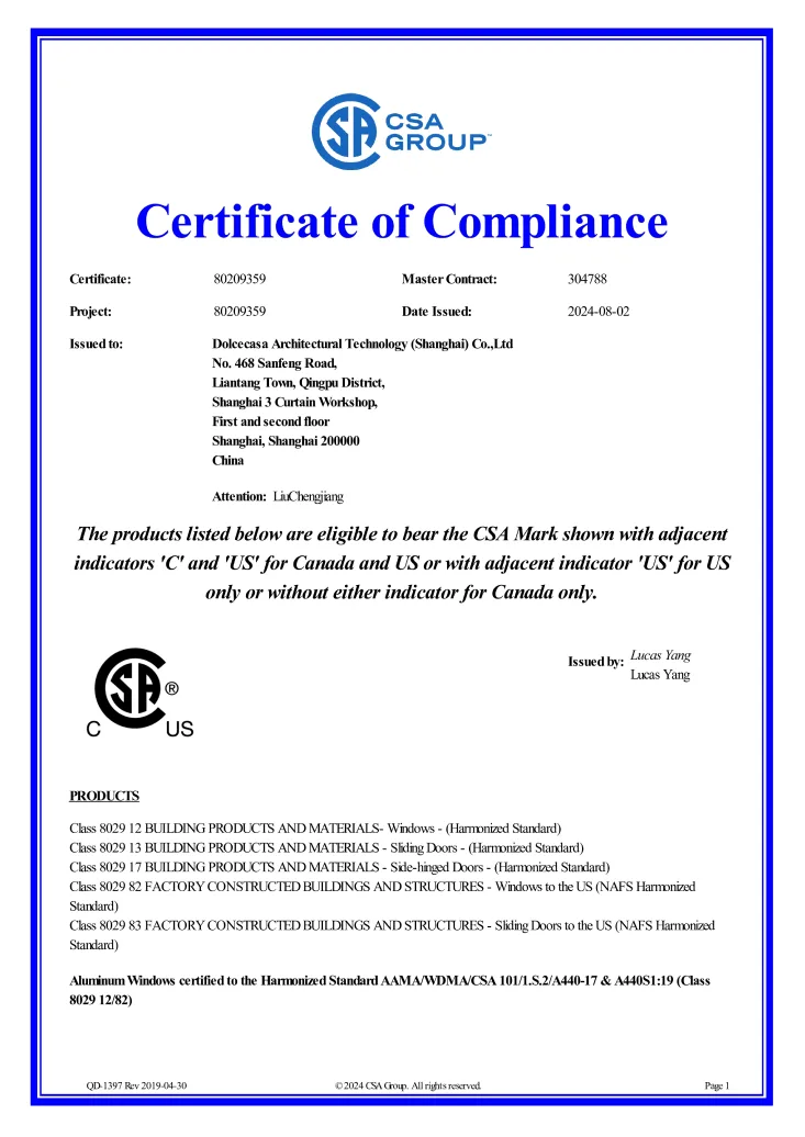Certification document