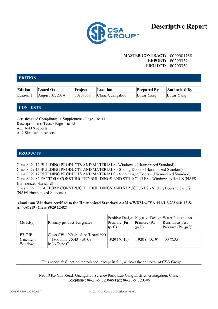 Certification document